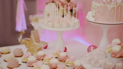 Wedding cupcakes and sweets with colored cream. Stock Footage 190062276