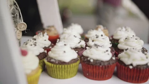 Wedding cupcakes Stock Footage 86062607