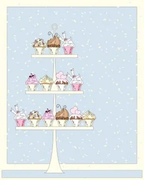 Wedding cupcakes Stock Illustration