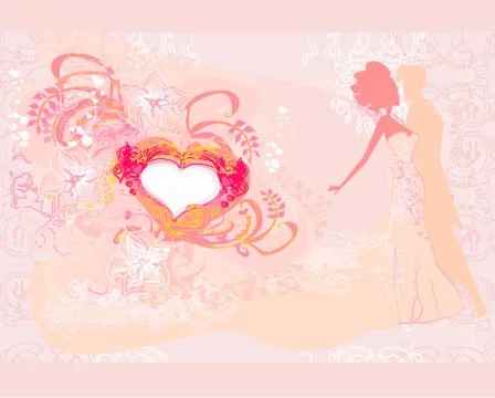 Wedding dancing couple background Stock Illustration