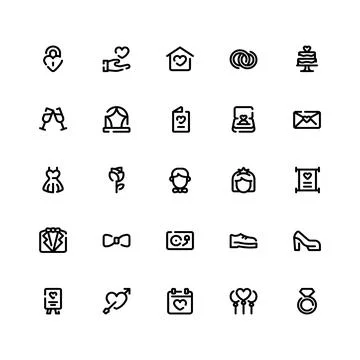 Wedding Dashed Line Icon Stock Illustration