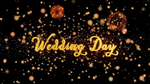 Wedding Day Abstract particles and glitter fireworks greeting card 動画素材 93487977