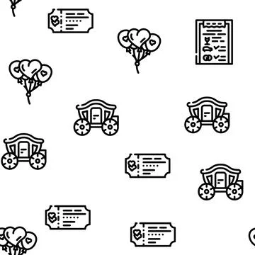 Wedding Day Accessory Vector Seamless Pattern 스톡 일러스트