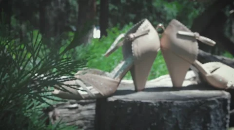 Wedding Day B-Roll Ring Held Up By High-Heels Stock Footage 62843260