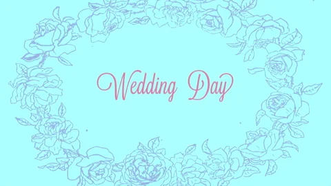 Wedding Day with blue flowers pattern Stock Footage 195803747