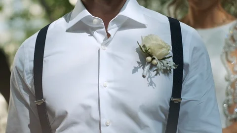Wedding Day. The Bride Fits In Front Of The Groom. Stock Footage 111783443