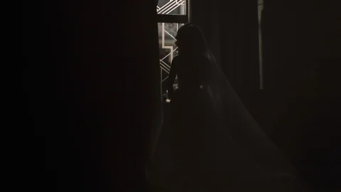 Wedding Day. Bride Looks At The Window. Stock Footage 107937543