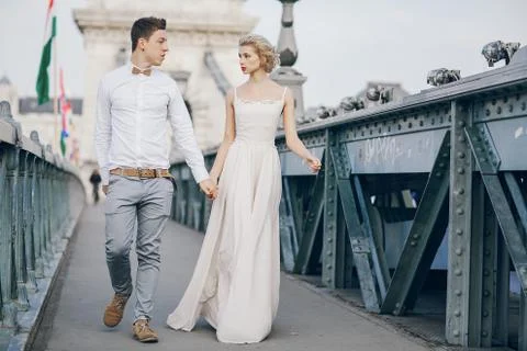 Wedding day in Budapest Stock Photos