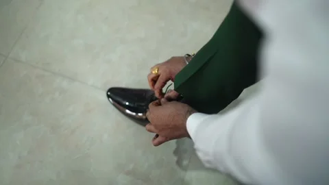 Wedding day Groom Dressing Up Stock Footage 169817914