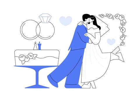 The wedding day isolated cartoon vector illustrations. Ilustración de archivo