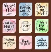 Wedding day marriage proposal phrases text lettering invitation cards:  Graphic #89558229