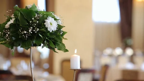 Wedding Day Restaurant Dinner Table Details 스톡 동영상 128492249