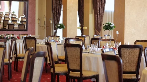 Wedding Day Restaurant Dinner Table Details Stock Footage 128492260