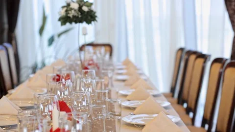 Wedding Day Restaurant Dinner Table Details Видео 128492275