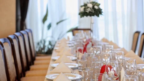 Wedding Day Restaurant Dinner Table Details Stock Footage 128492285