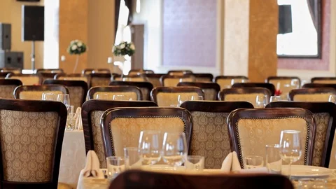 Wedding Day Restaurant Dinner Table Details Stock Footage 128492291