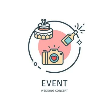 Wedding Day Thin Line Icon Concept. Vector Stock Illustration