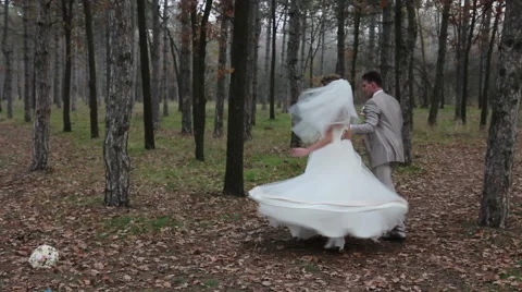 Wedding day of the two happy professional dancers (bride and groom) Video stock 56890777