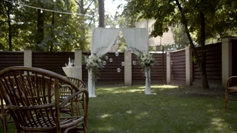Wedding decor. Area of the wedding ceremony. Stock Footage 166745554