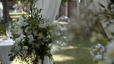 Wedding decor. Area of the wedding ceremony. Stock Footage 166745555
