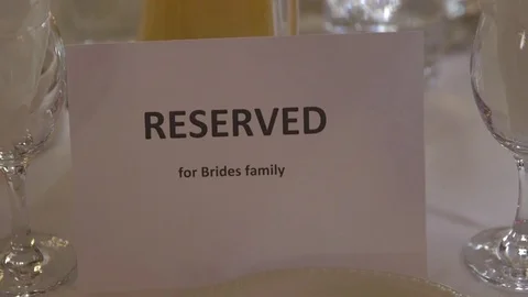Wedding decor bride and groom reserved signs Video stock 79446355