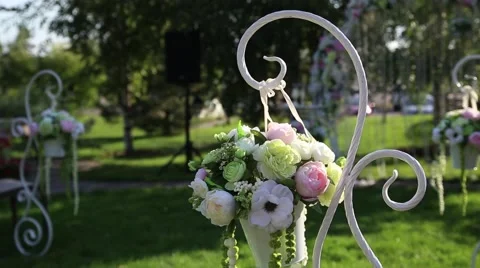 Wedding decor at the ceremony Stock Footage 44387051