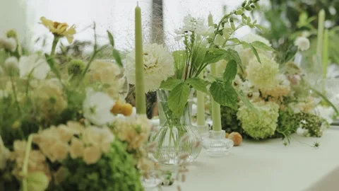 Wedding decor. Elegant and Beautiful Floral Centerpieces Enhanced with Stock Footage 306603598