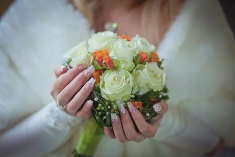 Wedding decor flowers bride Stock Photos