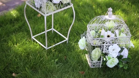 Wedding decor is on the grass Stock Footage 44273988