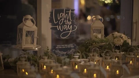 Wedding decor many small candles Video stock 189877523