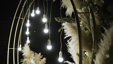 Wedding decor at night with glowing lights 库存影片 328184273