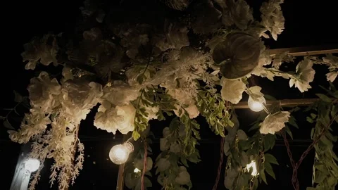Wedding decor at night with glowing lights Stock-Footage 328370382