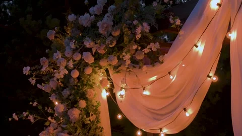 Wedding decor at night with glowing lights 스톡 동영상 329094057