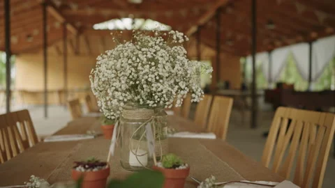 Wedding Decor, Restaurant flower Video stock 203747316