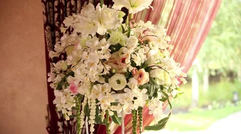 Wedding decor in the restaurant Stock Footage 44387071