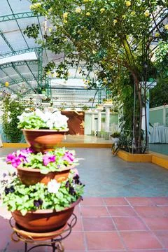 Wedding decor in a restaurant on the table Foto stock