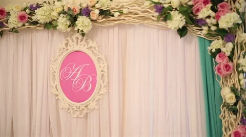 Wedding decor in the restaurant.mp4 Stock Footage 46670372
