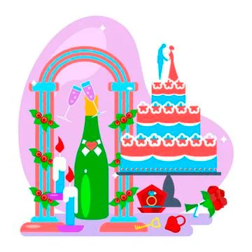 Wedding decor set Stock Illustration
