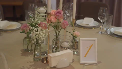 Wedding decor on the table Stock-Footage 149779088