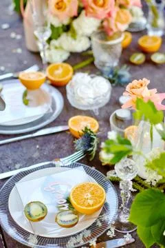Wedding decor on the table Foto stock
