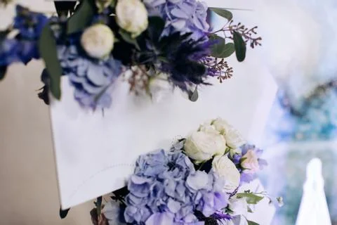 Wedding decor. Table pointer, card to wedding ceremony. Ideas for wedding Stock Photos