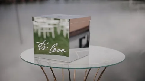Wedding decor with text: "it's love". Area of the wedding ceremony. Part of the Stock Footage 236212357