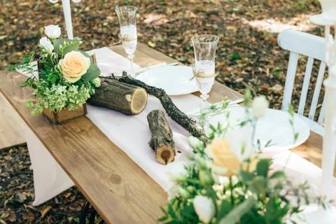 Wedding decor in the woods 写真素材