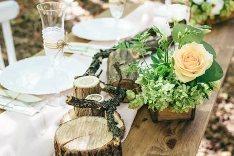 Wedding decor in the woods 写真素材