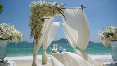 Wedding decoration to beach Stock Footage 156339607