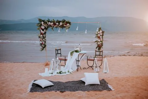Wedding decoration at a beach Stock Photos