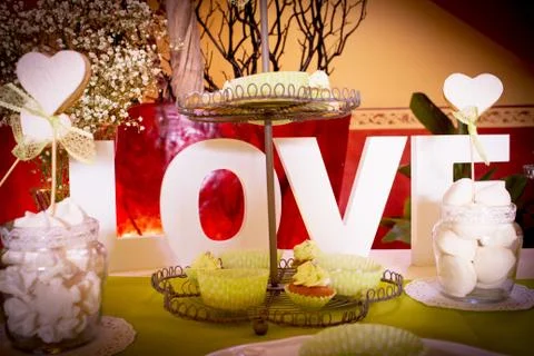 Wedding decoration with cakes Foto stock