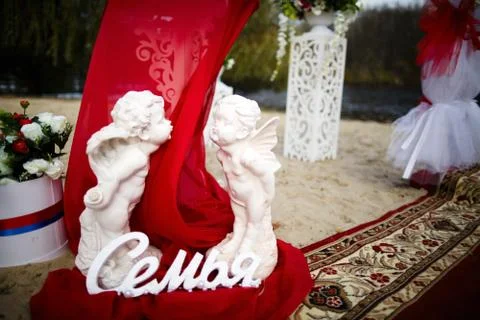 Wedding decoration in red. Red tone jewelry pieces on your wedding day Stock Photos