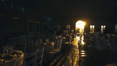 Wedding Decoration at Sunset Stock Footage 82370408