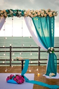 Wedding decoration at sunset. Stock Photos